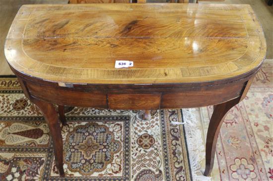 Inlaid walnut card table(-)